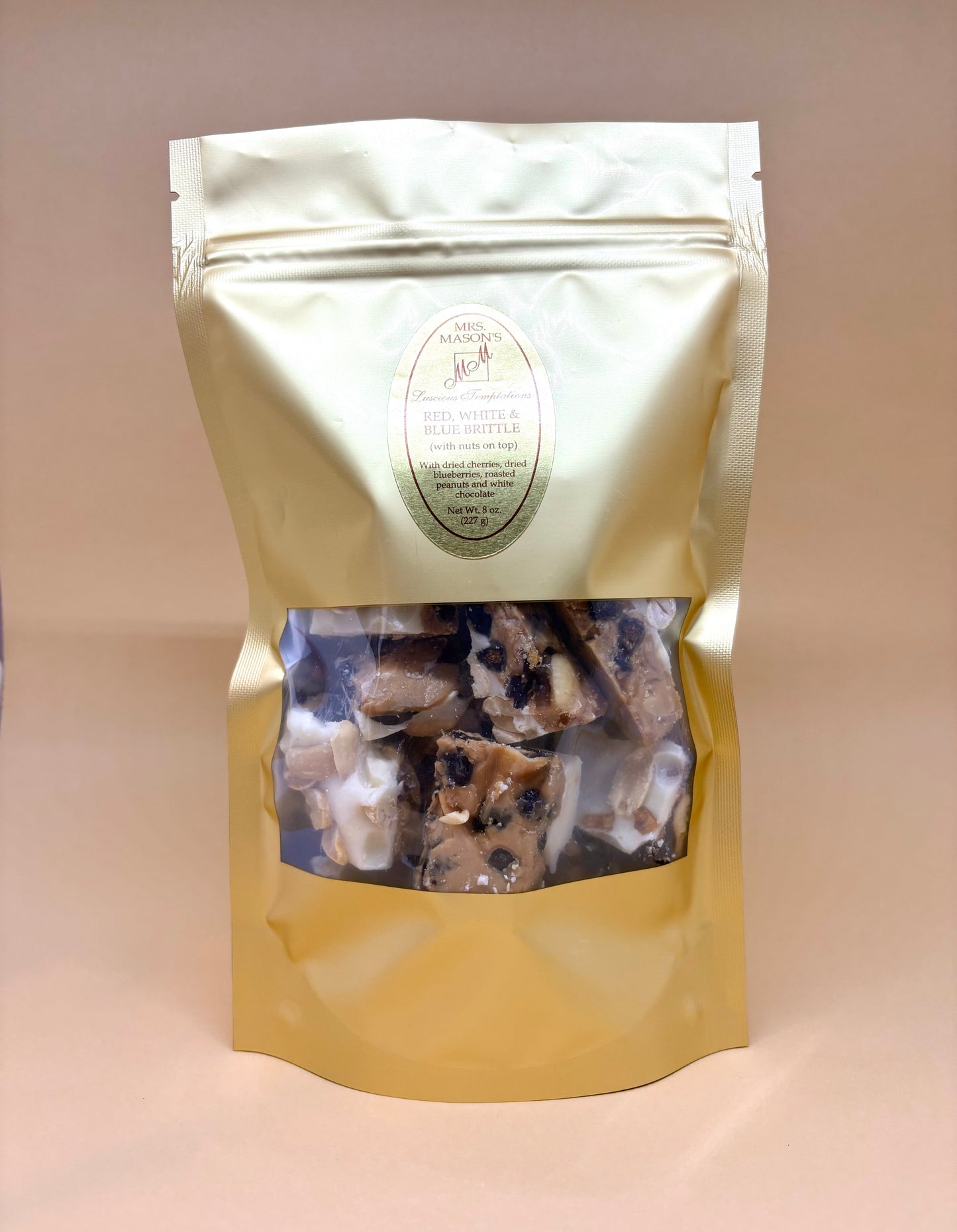 Red, White & Blue Brittle (with nuts on top)